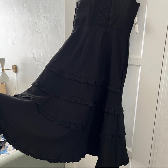 NWT Anthropologie Blythe Square Neck Tiered Ruffle A-line Midi Dress Black XXSP - Picture 5 of 14